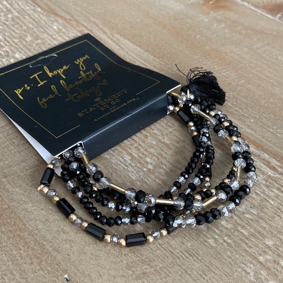 Statement by Gameday Couture Layered Beaded Bracelet in Black - Brand New - Picture 5 of 7